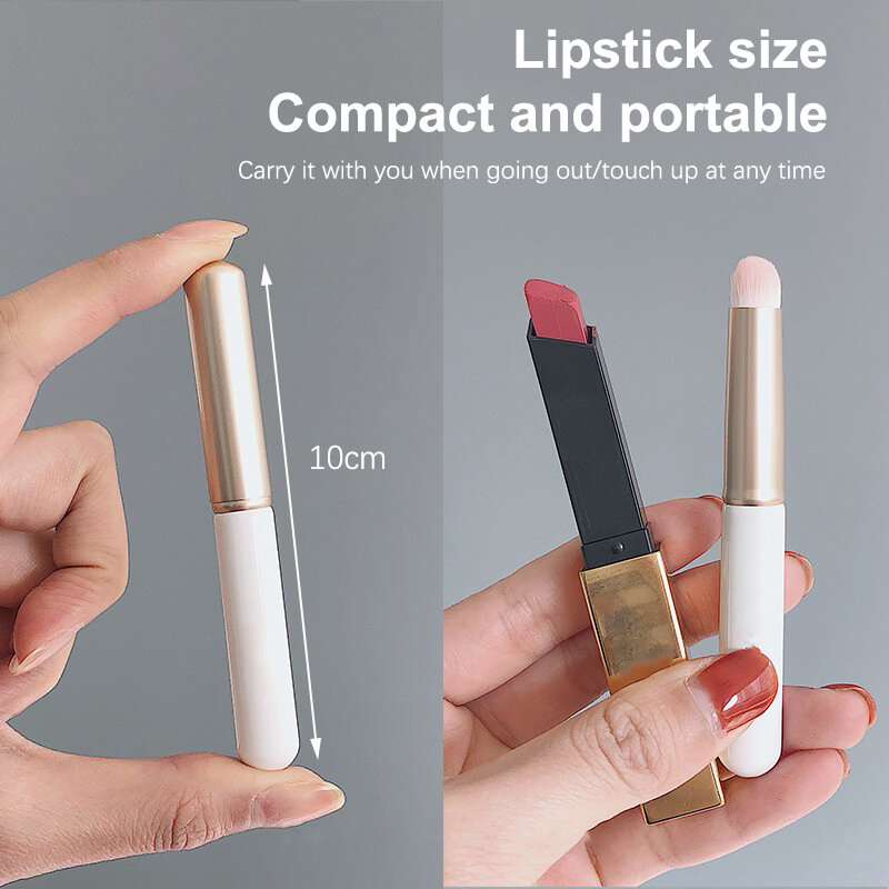 Portátil Cabeça Redonda Mini Lip Brush Carry Lid Lipstick Brush Escova de corretivo Girl Lip Gloss Smudge Makeup Brush