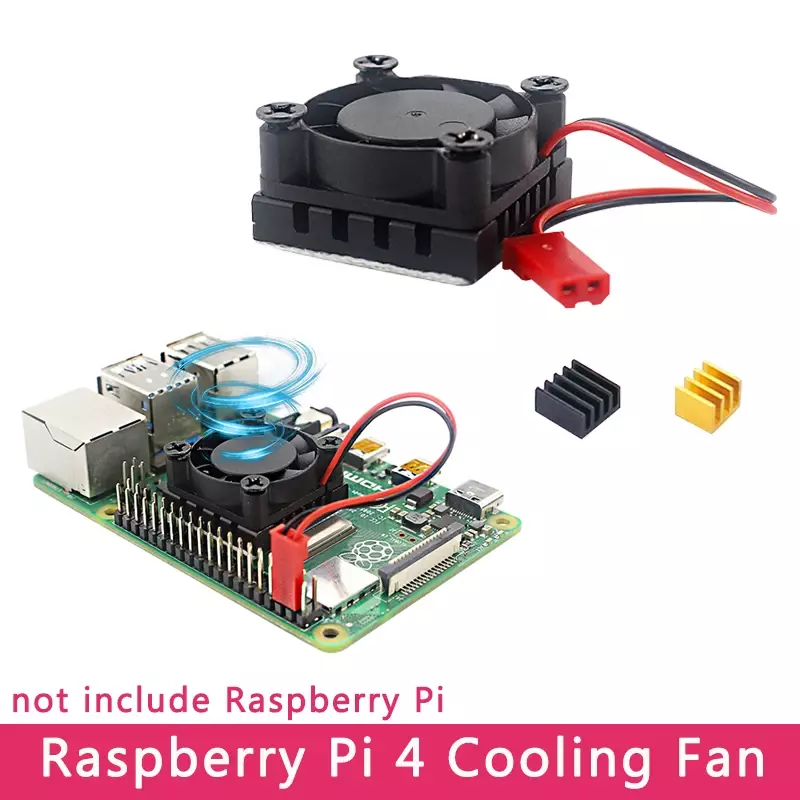 Wentylator chłodzący Raspberry Pi 4 z silikonową podkładką Aluminiowa chłodnica radiatora do Raspberry Pi 4 Model B