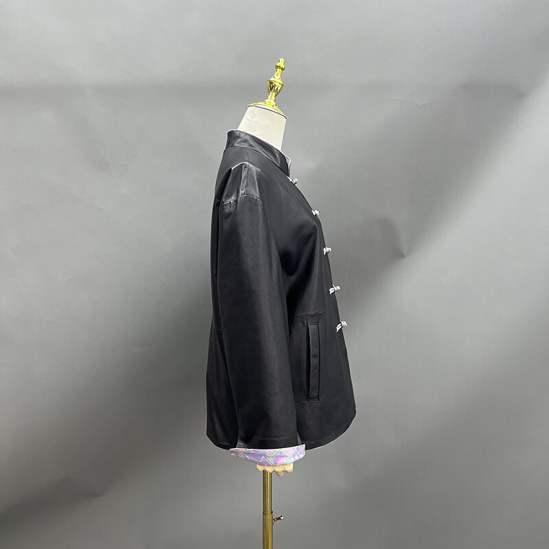 Janehur-女性のための中国のスタイルの本革のジャケット,カジュアルなストリートコート,ショートスタイル,春と秋,新しい,2022