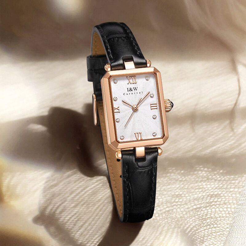 Reloj Mujer luksusowa marka I & W nowy kwadratowy zegarek dla kobiet złoty damski zegarek kwarcowy Sapphire skórzany pasek zegarki wodoodporne
