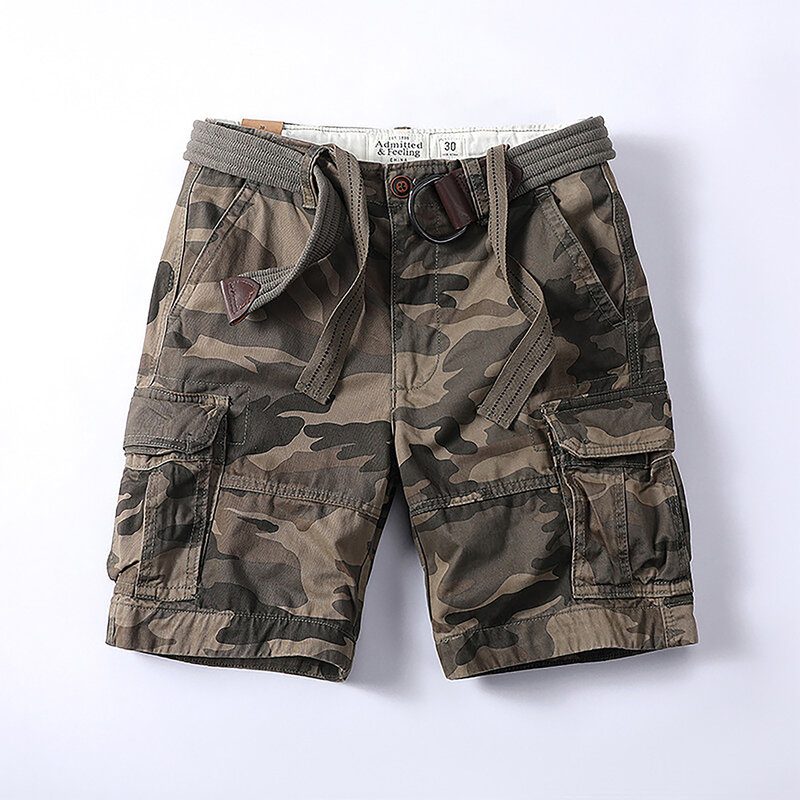Хлопковые шорты-карго в стиле милитари, летние мужские повседневные свободные шорты, уличная одежда, плотная тактическая одежда