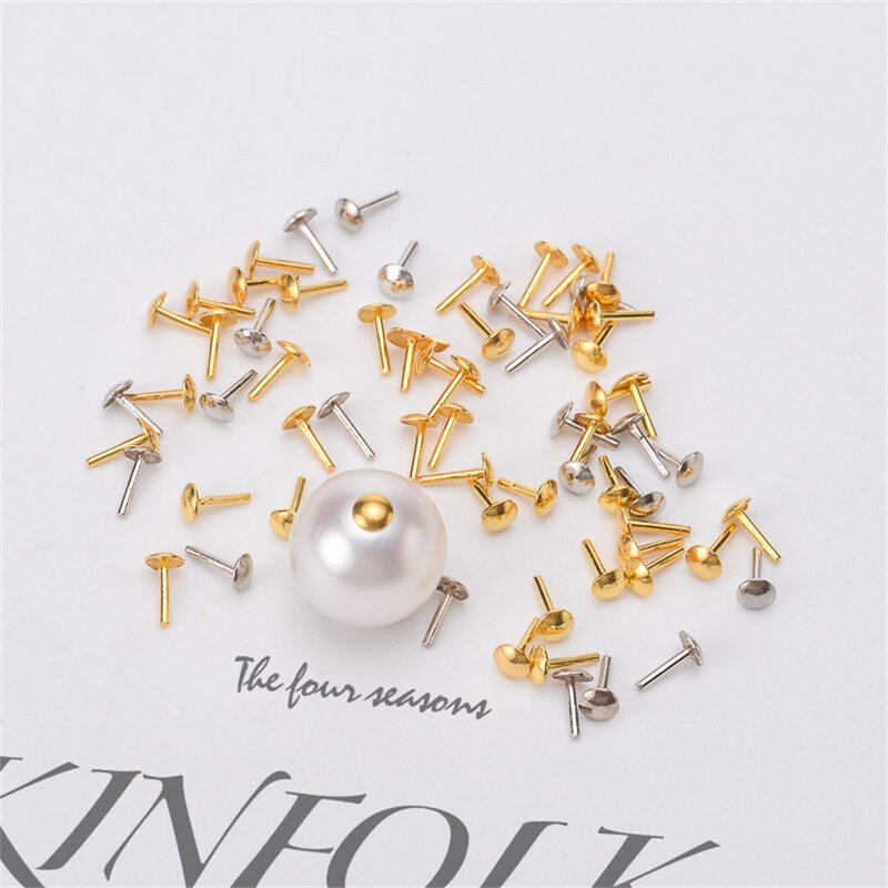 DIY Pearl Accessories K Gold Version Fancy Plug S925 Pure Silver Plating Platinum Through Hole Pearl Plug Making Needle Cap Z009