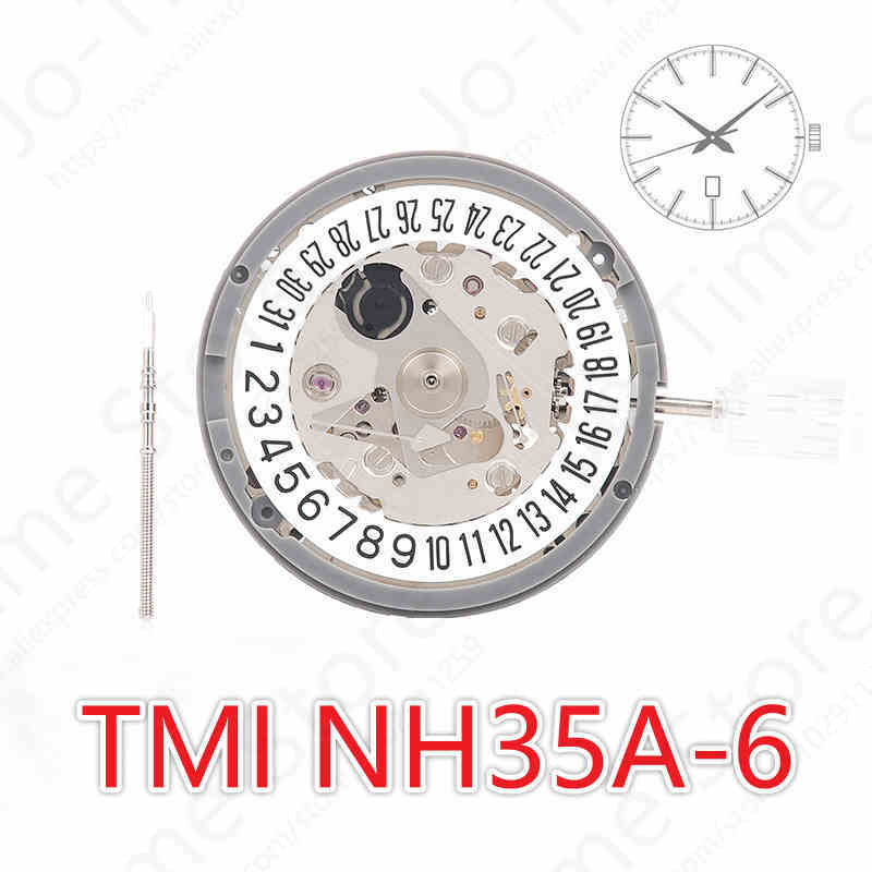 機械式時計Seiko-NH35A-6,自動巻き,白い日付ホイール,ジュエリー24,ムーブメント,プレミアム,日本輸入,新品,nh35