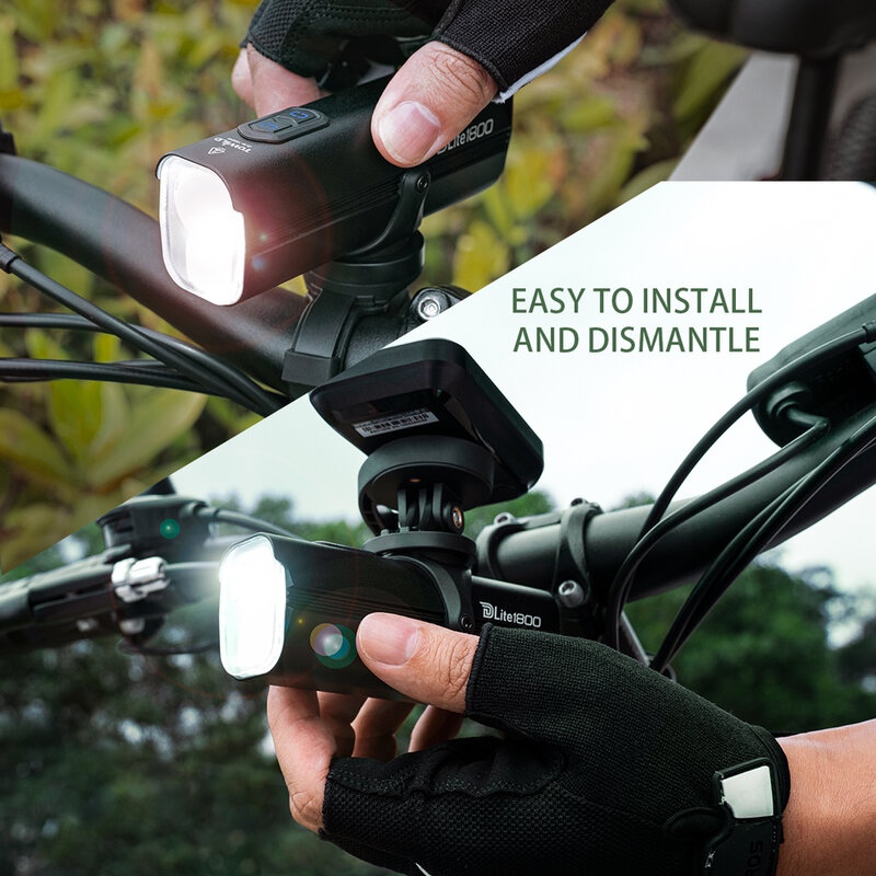 مصباح الدراجة الذكية towildlite 1800 عالية/منخفضة الشعاع مع جهاز تحكم عن بعد بطارية 5000mAh من النوع C قابلة لإعادة الشحن ضوء الدراجة الجبلية