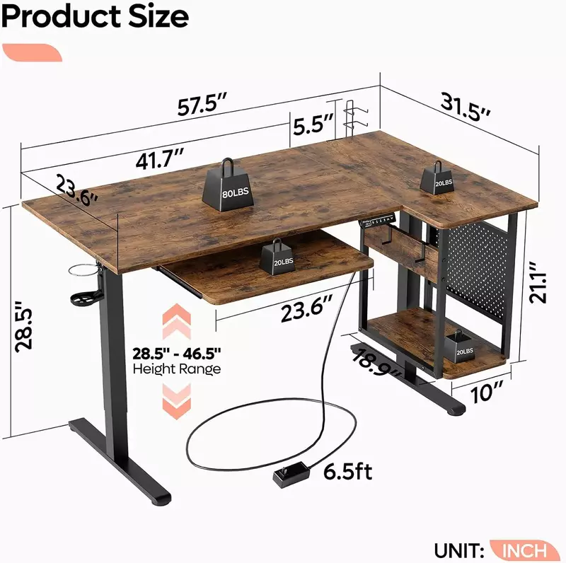 Altura ajustável em pé mesa, Elétrica Stand Up Desk para Home Office, Sente-se Stand Desk com bandeja de teclado