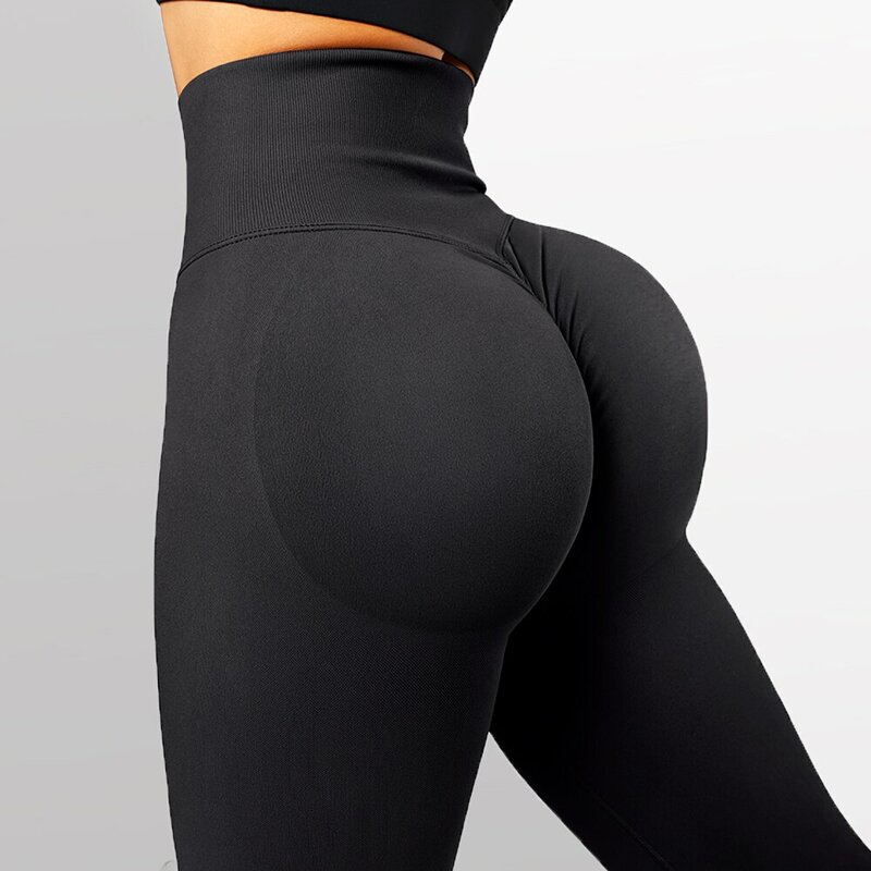 2023 de punto de fitness sin costuras, pantalones de yoga desnudos de cintura alta para mujer