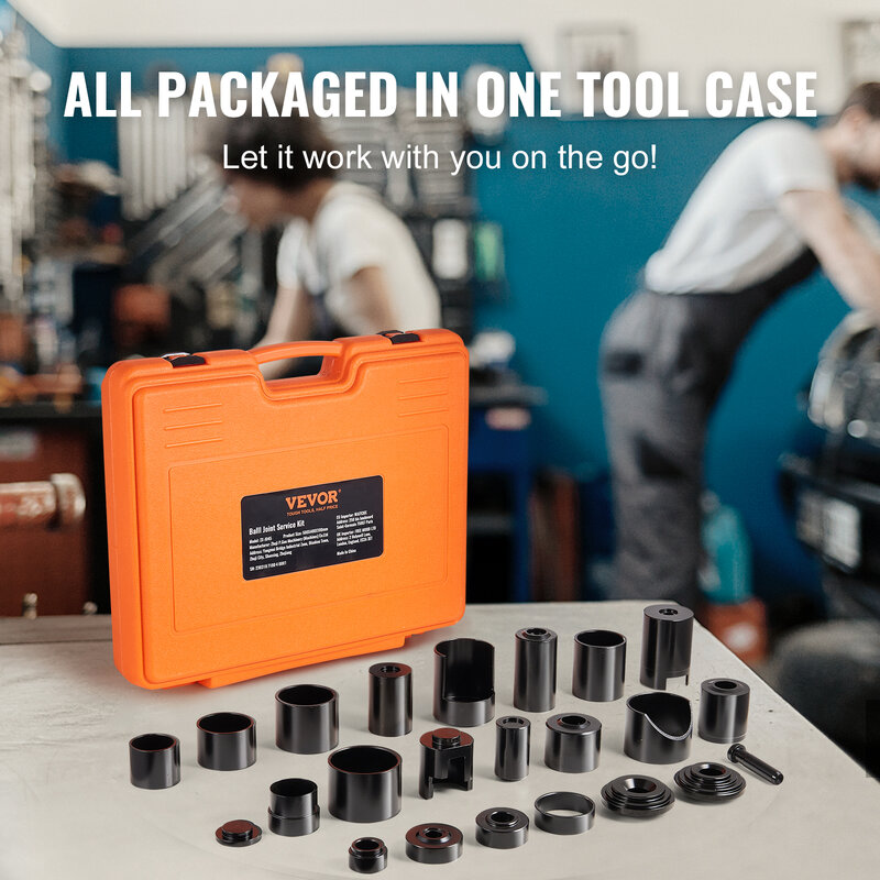 VEVOR 25/23/21/10 PCS Ball Joint Press Kit C-press Ball Joint Tools Steel Brake Anchor Pins Press and Removal Tools with Case