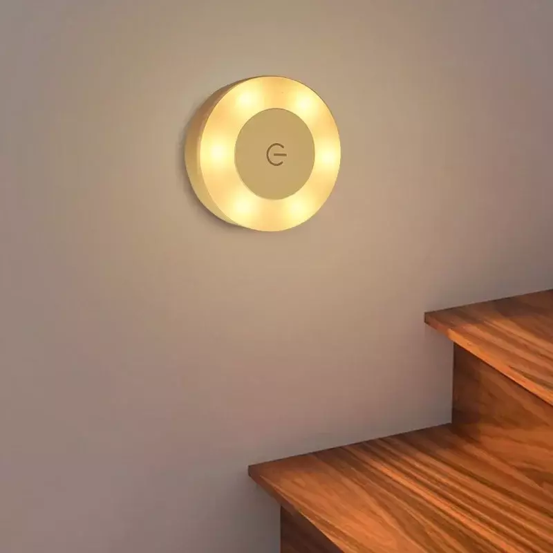 Настенный светильник с сенсорным выключателем, 3 режима работы, зарядка через USB, магнитное основание, круглая портативная лампа с регулируемой яркостью, декор для комнаты