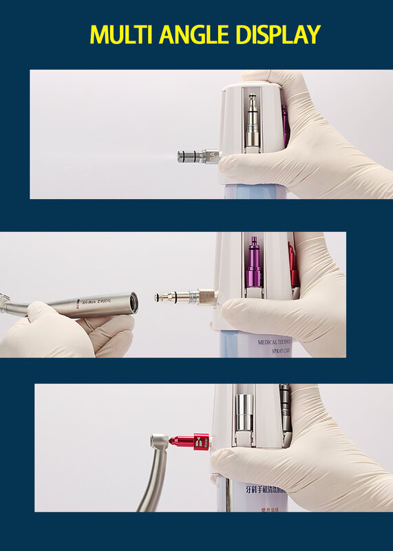 Lubrificador dental do óleo da limpeza do handpiece com 6 ferramentas portáteis da manutenção do conector do estilo