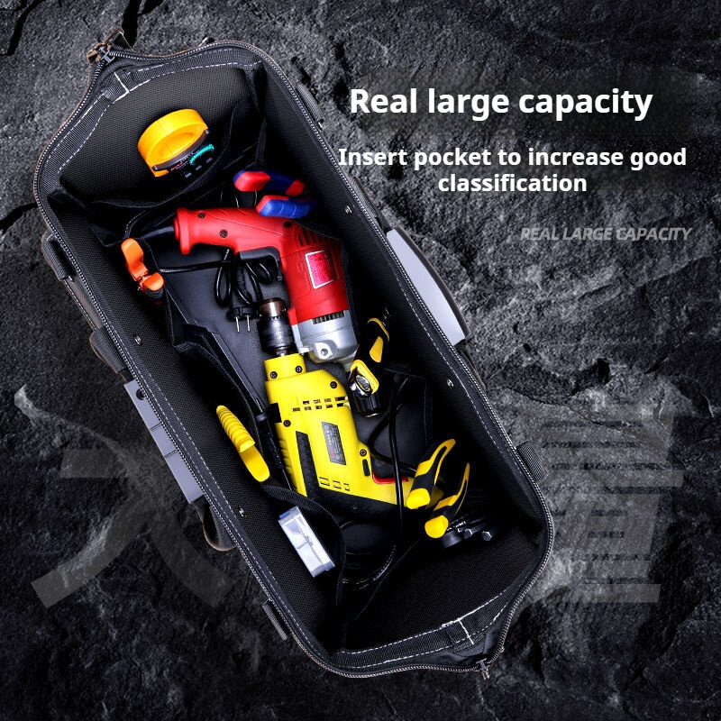 電気技師多機能ツールバッグ、耐摩耗性、大容量、頑丈、ポータブル、防水、複数のポケット