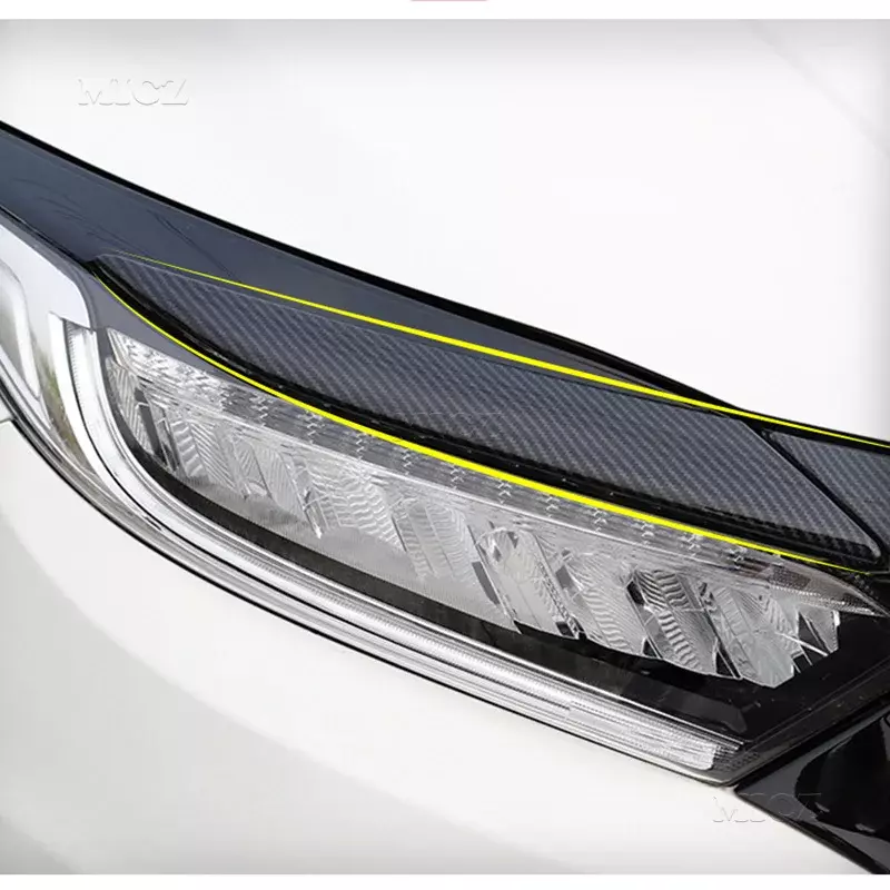 Untuk Honda HR-V Vezel 2019 2020 kualitas tinggi kecerahan hitam serat karbon Grille dekorasi Grille Trim lampu depan alis