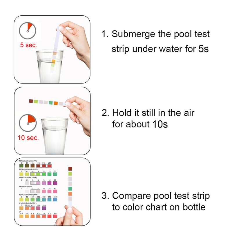 Tragbare nützliche dauerhafte Teststreifen ph 1 Flasche 50 stücke 7 in 1 hochwertigen Pool Wasser Test papier Teststreifen