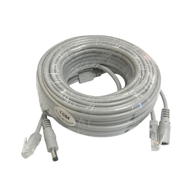 Cable Ethernet CCTV RJ45 + conector de alimentación CC, Cable LAN de red Cat5 para cámaras IP, sistema NVR, 5M/10M/15M/20M/30M