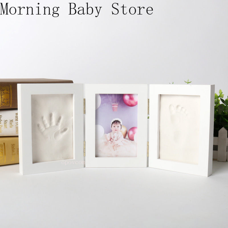 Ramka na zdjęcia Newborn odcisk dłoni niemowlęcia Footprint z glinianymi zestawami Baby Boy Girl DIY pamiątki zabawki prezenty dla dzieci dekoracja domu