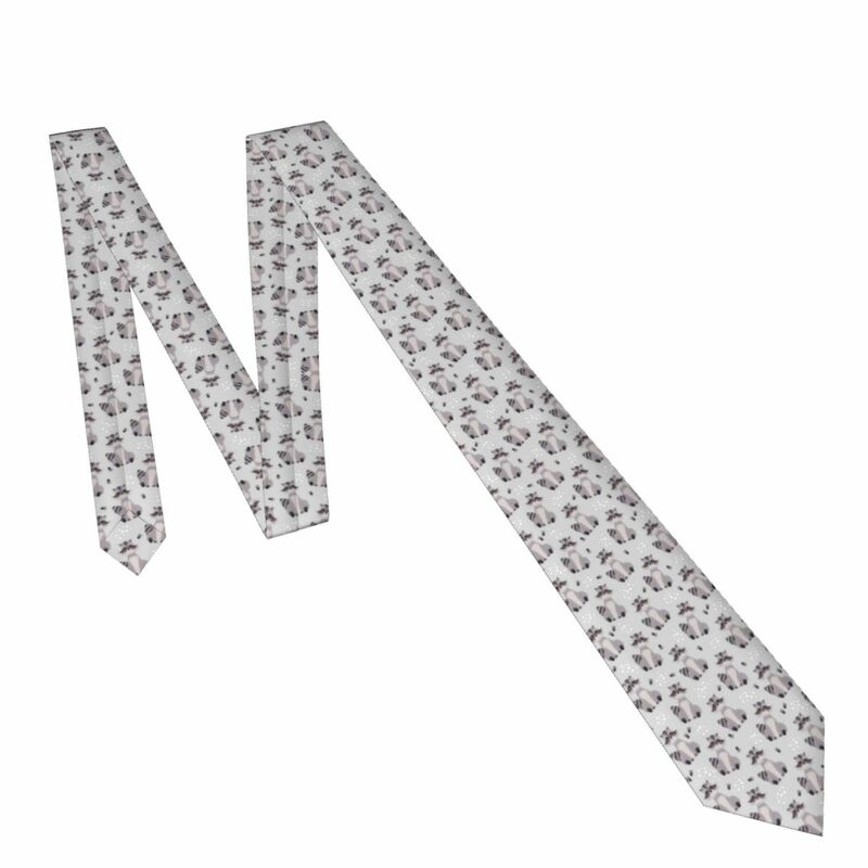 Mens Tie Classic Skinny Raccoon Cute Neckties Narrow Collar Slim Casual Tie Accessories Gift