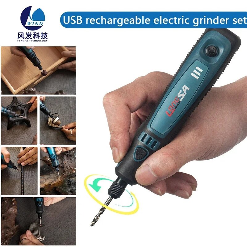 Mini Draadloze Roterende Tool Usb Opladen 3-Speed Multifunctionele Power 3.6V Li-Ion Batterij Handgemaakte Crafting Diy Nail Metal Gepolijst