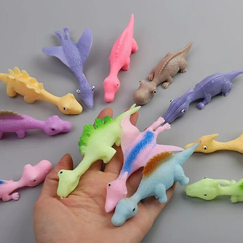 5 stücke Katapult starten Weich kleber Dinosaurier Spaß knifflige Schleuder üben elastische fliegende Finger klebrige Dekompression Spielzeug