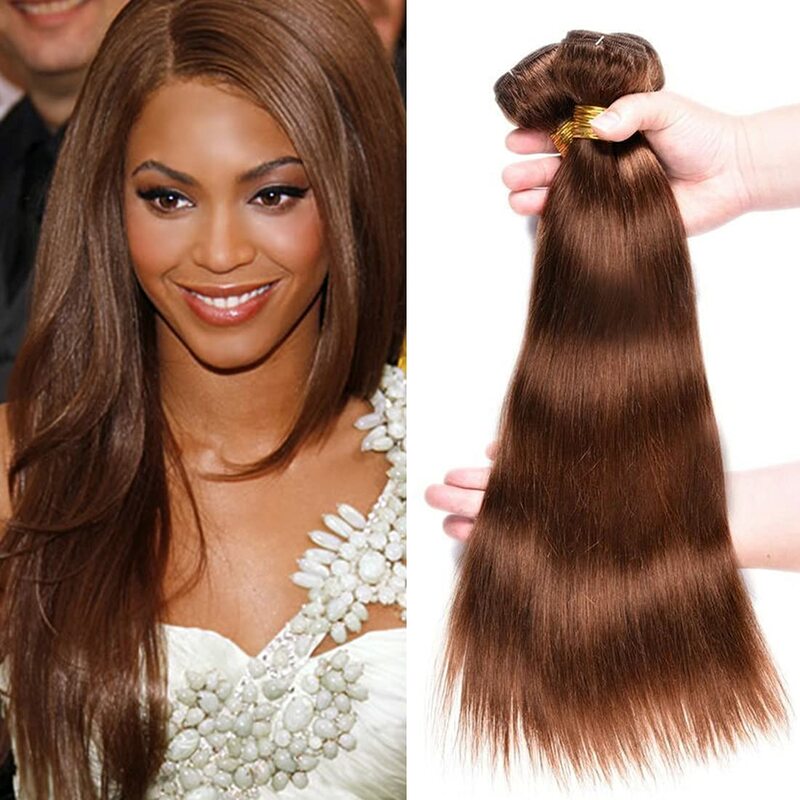 Mechones de pelo lacio 10A, cabello humano brasileño de 10-32 pulgadas, 100% mechones de pelo liso tejido marrón Chocolate Remy