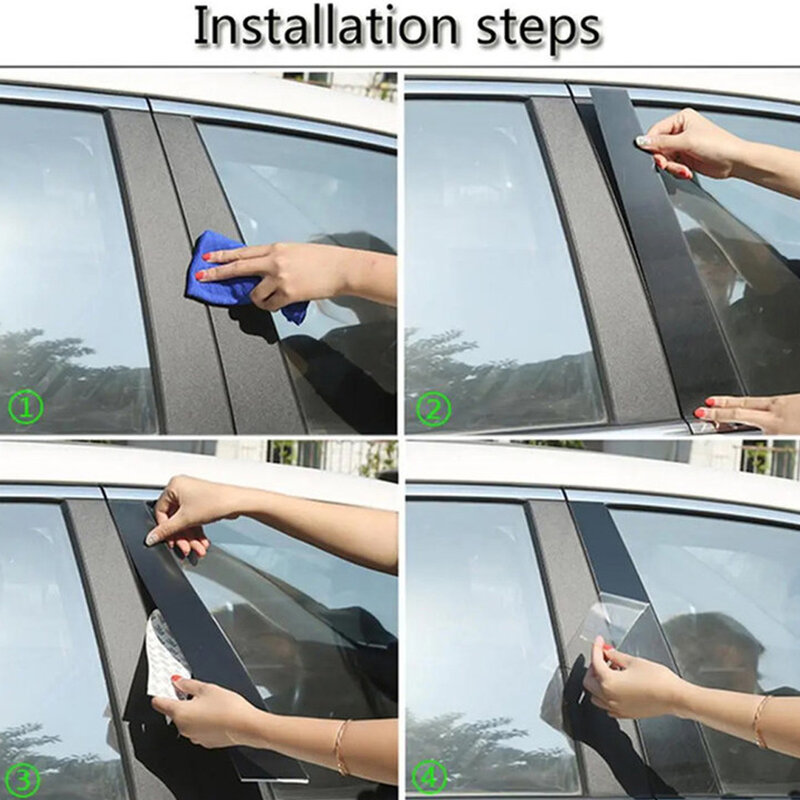 8Pcs/Set Carbon Fiber Black Car Window Pillar Trim Cover BC Column Stickers For Nissan Qashqai 2014-2020 Car Accessories