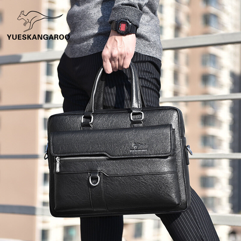 Horizontal Vintage Briefcases For Men Genuine Leather Handbag Luxury Male Shoulder Messenger Bag Business Laptop Tote