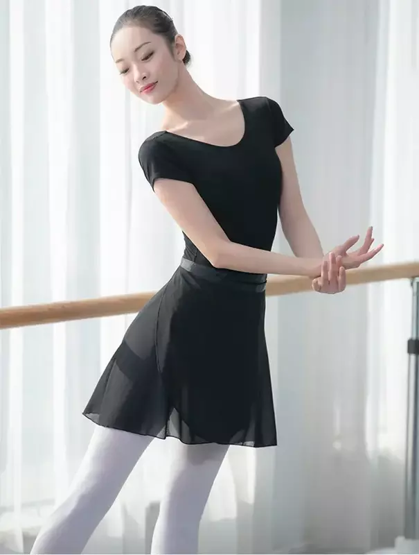 Pakaian tari balet wanita lengan pendek baju ketat hitam senam pakaian tari balerina pakaian tari wanita triko