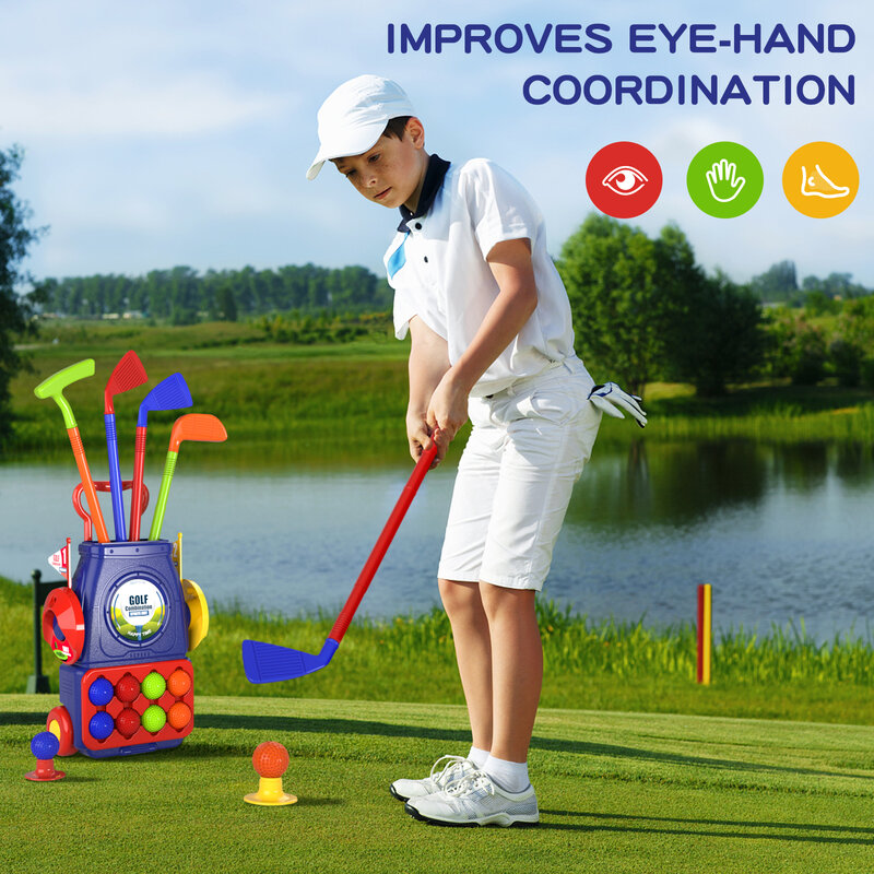 QDRAGON – ensemble de Club de Golf pour enfants, jeu de balle de Golf pour tout-petits, jouets de sport, cadeau pour garçons et filles de 2 3 4 5 6 ans, jeux d'intérieur