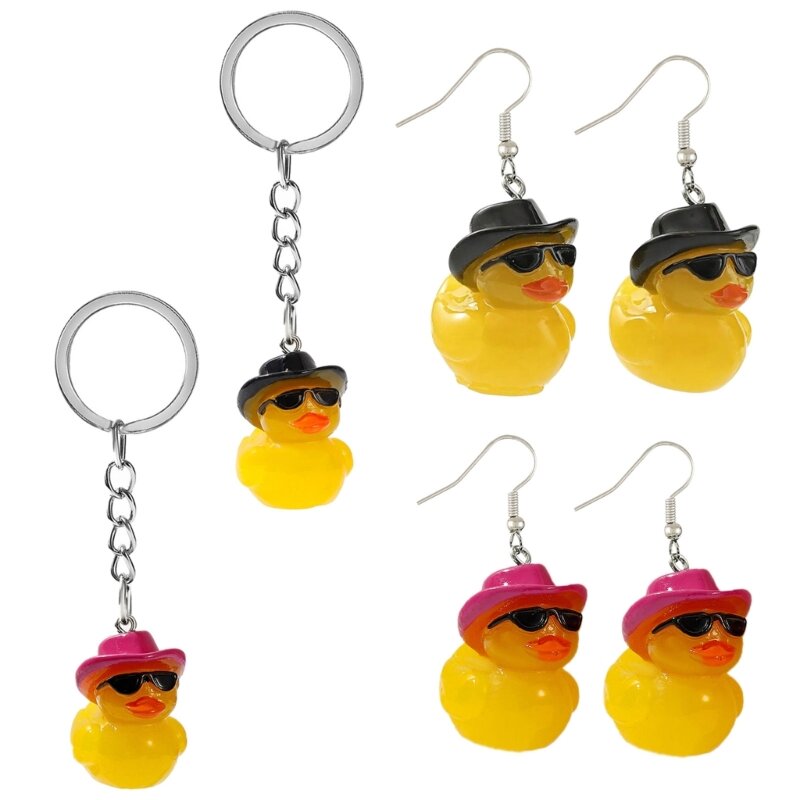 652F Fun Duck sleutelhanger/druppeloorbellen Elegante eend sleutelhanger hanger oorbel decoratie voor modebewuste individuen