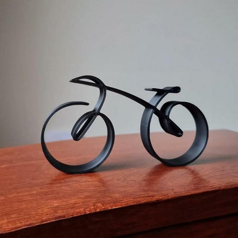 와이어 조각 장식품, 우아한 와이어 프레임 자전거 조각, 벽용 미니멀리즘 홈 장식