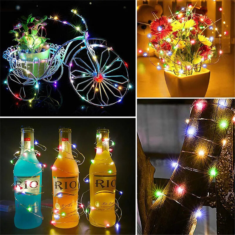 Guirnalda de luces LED de alambre de cobre y plata, luces de hadas impermeables para Navidad, fiesta de bodas, 2M, 3M, 5M, 10M