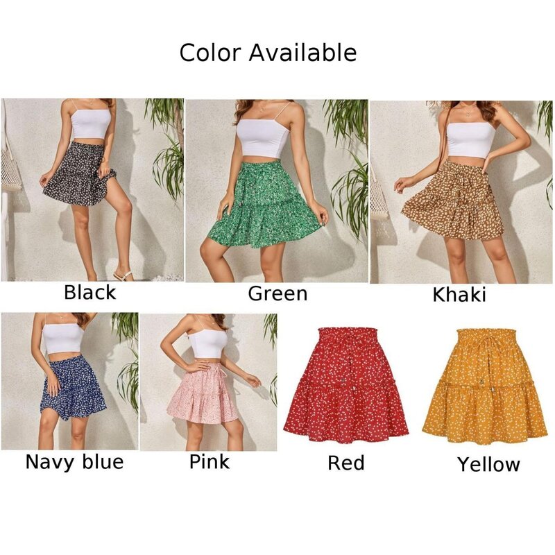 With Frills Women Skirt Autumn Casual Daily Female Flower Holiday Home Regular Slight Elasticity Comfy Fashion