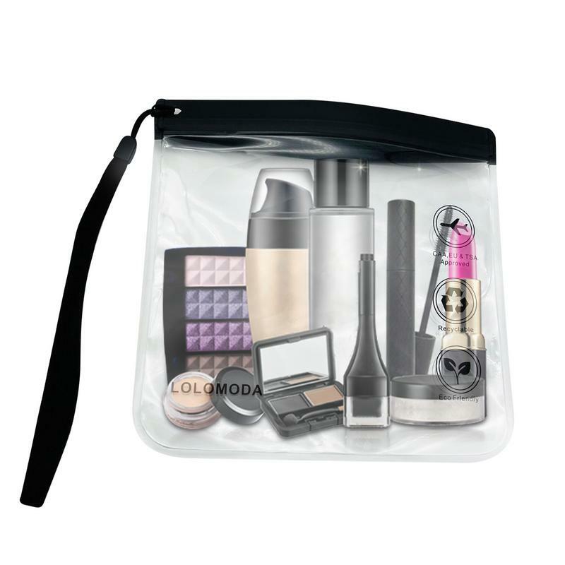 ジッパーとストラップ付きの透明な化粧品バッグ,化粧品オーガナイザー,バス,個人衛生バッグ,透明