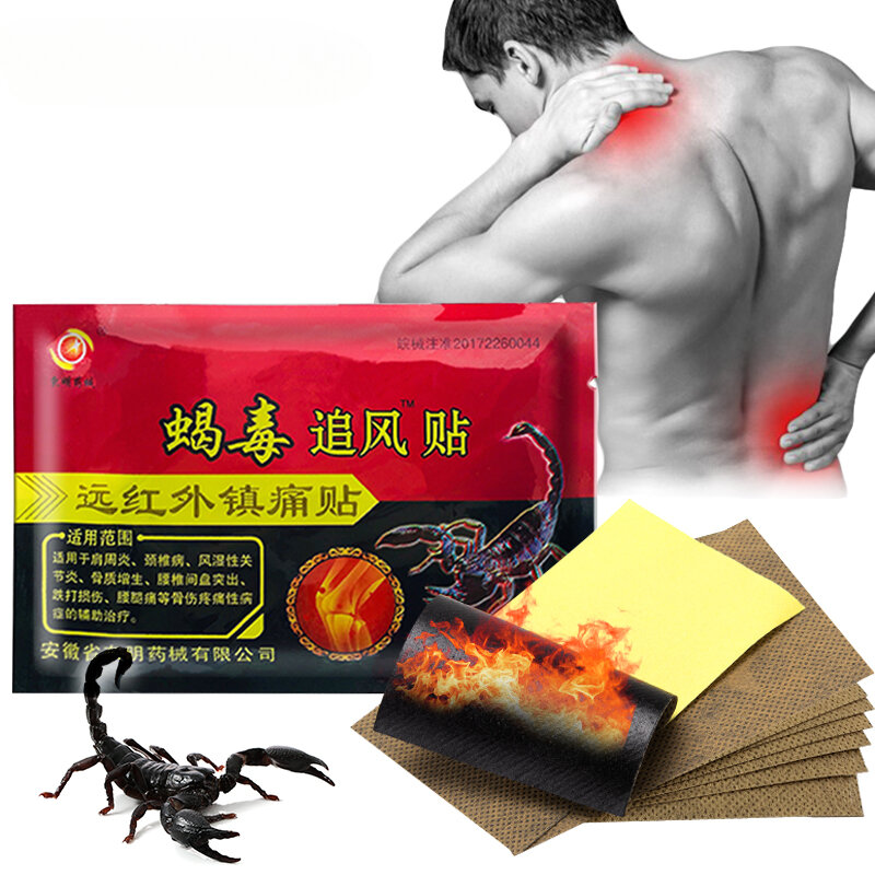 Parche de escorpión para aliviar el dolor de espalda, apósito de compresión caliente para relajar los músculos de las articulaciones, artritis, 24 piezas = 3 bolsas, H010
