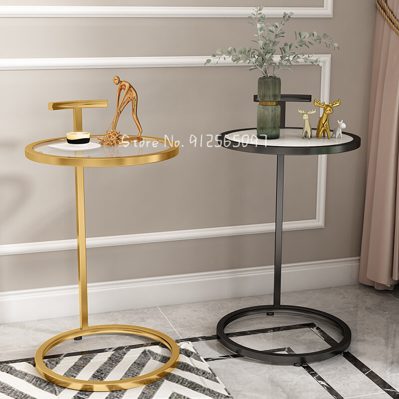 Tavolino rotondo piccolo semplice e moderno soggiorno divano tavolino mobili per la casa tavolino da caffè in marmo di lusso leggero in ferro battuto