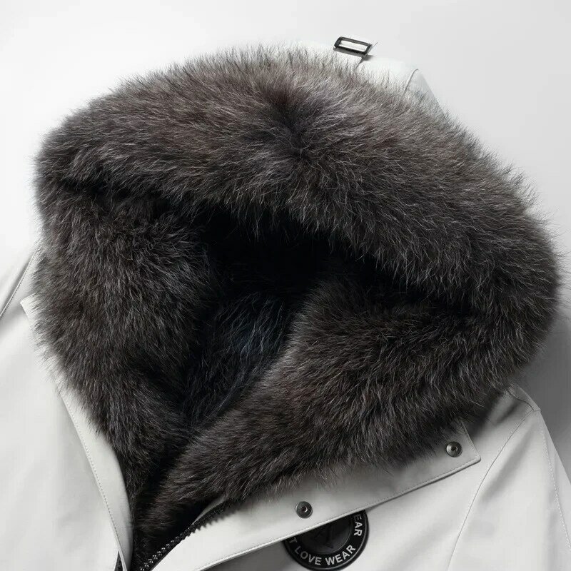 AYUNSUE – manteau mi-long en fourrure de raton laveur pour homme, vêtement d'hiver, parka détachable, chaud, à capuche