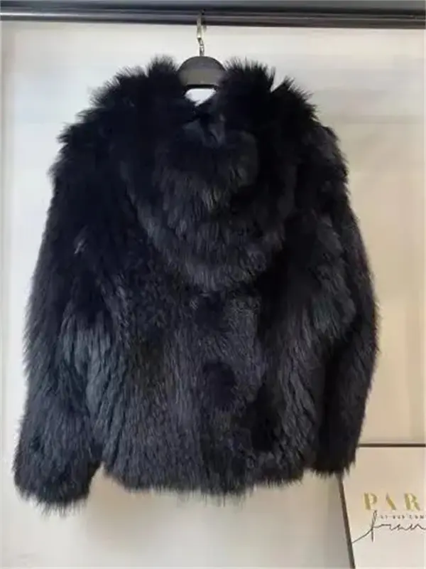Trendy com capuz falso Fox Fur Coats para mulheres, casaco peludo, streetwear peludo, roupas de pelúcia, solto, casual, mais branco, super quente, inverno