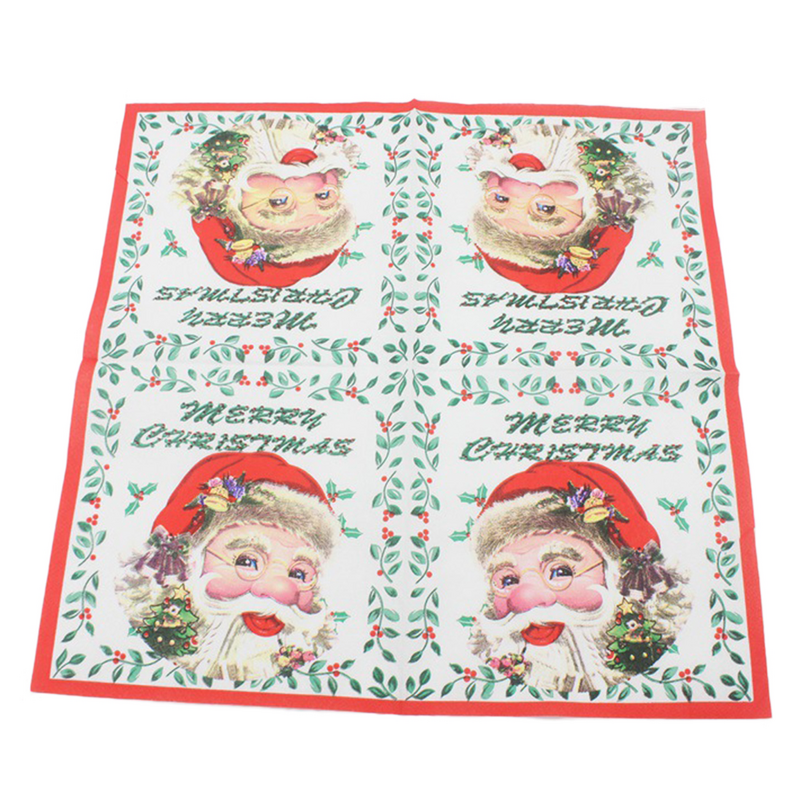 20 pezzi tovaglioli di natale stampati tovaglioli per la cena in tessuto modello babbo natale bomboniere per feste di compleanno forniture natalizie