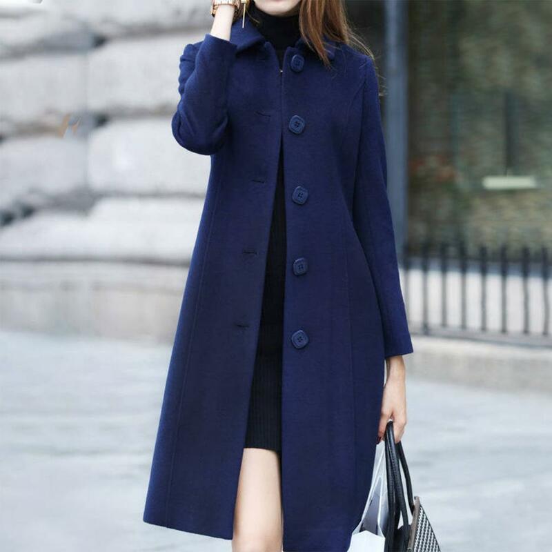 Trendy Wool Coat Single-Breasted Long Sleeves Plus Size Thermal Lady Jacket  Thick Lady Jacket for Shopping