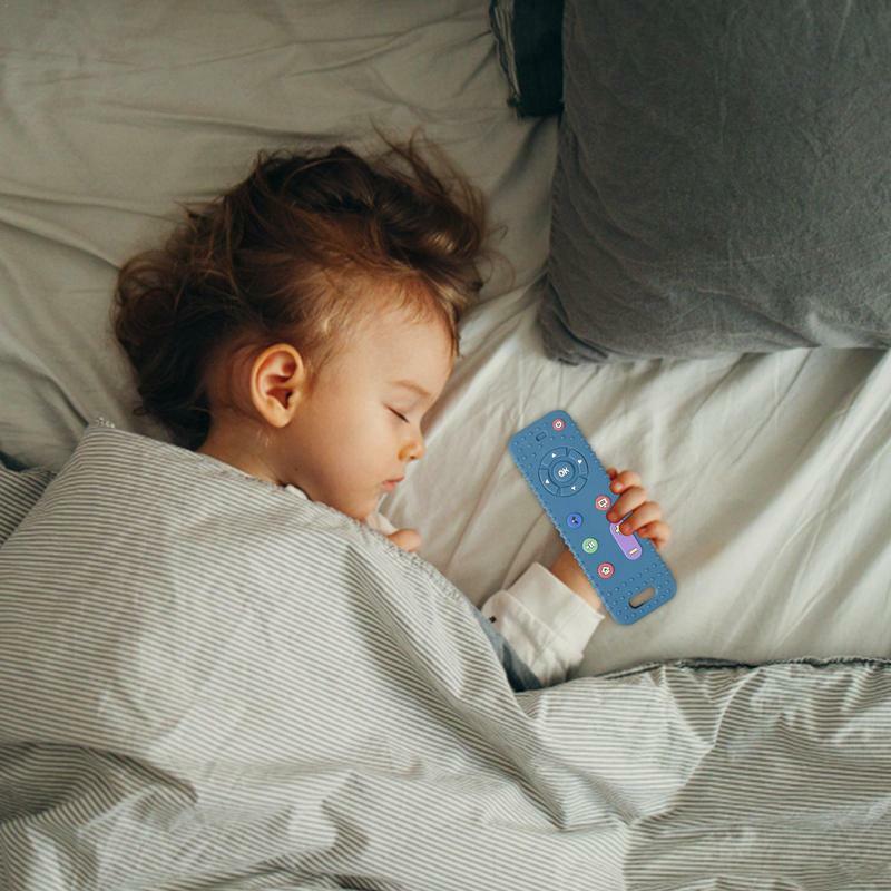 Mainan gigitan bayi balita, mainan mengunyah silikon bentuk jarak jauh dengan TV untuk menenangkan bayi 6-12 bulan