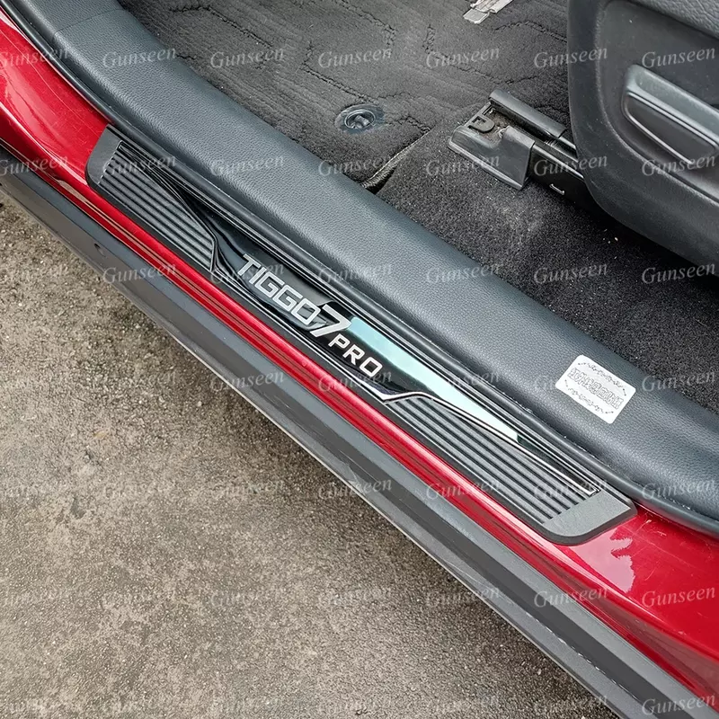 Car Door Sill Pedal Protector Scuff Plate For Chery Tiggo 7 Pro 2024 Thresholds Stickers Trim Accessories 2021 2022 2023