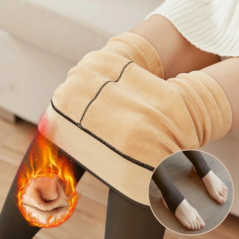 Meia-calça térmica quente para mulheres, meias falsas, meias finas, leggings translúcidas, efeito de pele, calcinha sexy, primavera, outono, 300g
