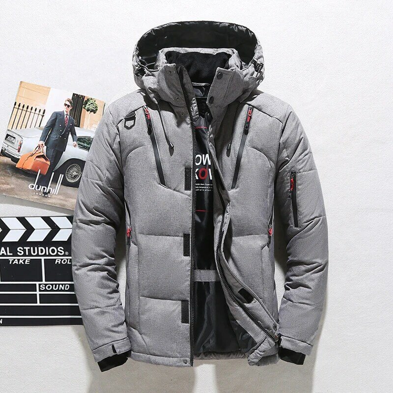 Men White Duck Down Jacket Warm Hooded Thick Puffer Jacket Coat Male Casual High Quality Overcoat Thermal Winter Parka Men