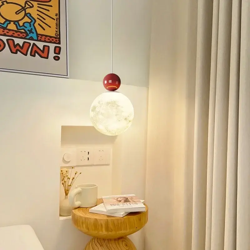 Nowoczesne światła wisior sufitowy LED do salonu jadalnia sypialnia lampa wisząca biały księżycowy żyrandol oświetlenie dekoracyjne oprawa