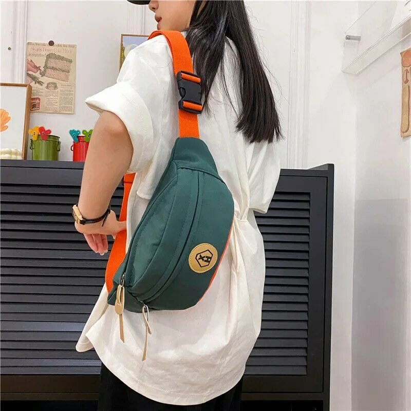 Ins Japanese Harajuku Simple Solid Color Crossbody Chest Bag for Women Men Korean Student Versatile Travel Shoulder Bags Trend