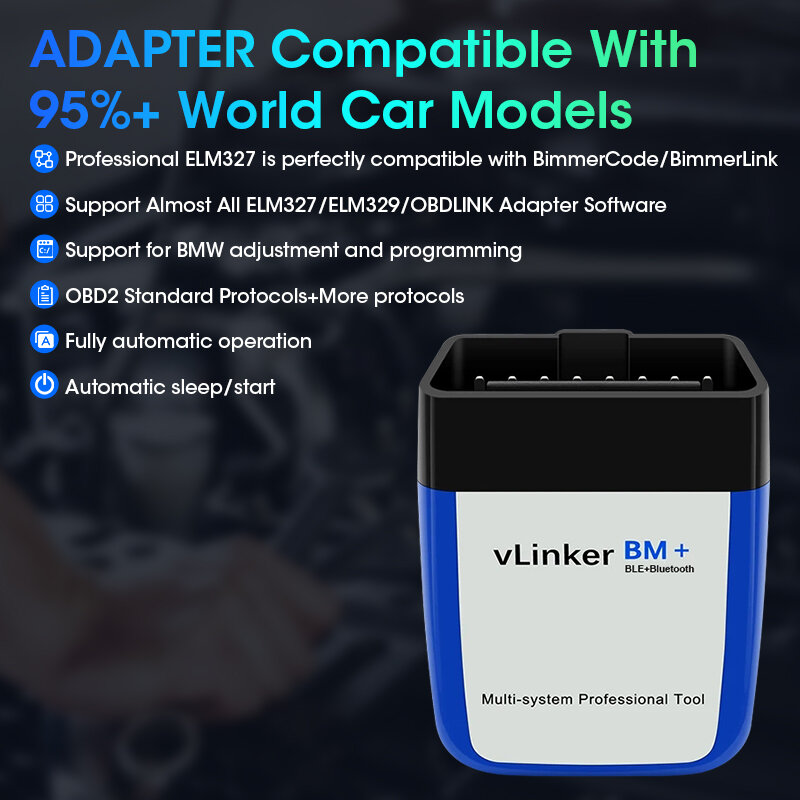 JMCQ vLinker BM+ BM do skanera BMW ELM327 BT4.0 OBD 2 Wifi OBD2 Narzędzie diagnostyczne samochodu ELM 327 Auto ODB2 do BMW Bimmercode