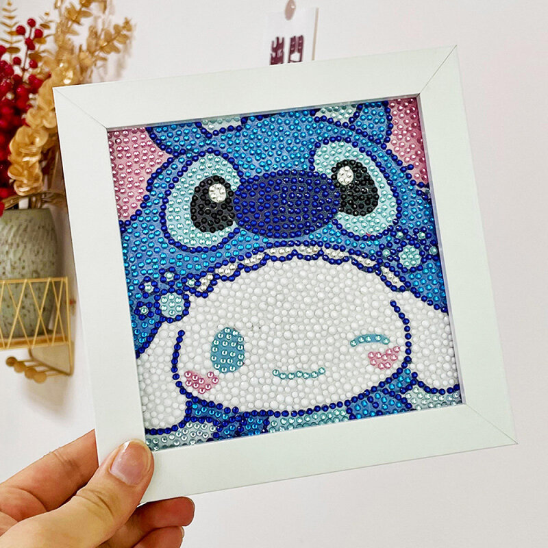Jade Guigou Crystal Diamond Sticker with Frame Children's Handmade DIY Sanrio Stitch Diamond Painting Children's Gift