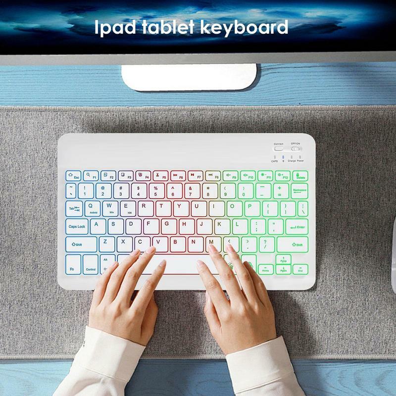 Keyboard nirkabel, untuk Tablet 10 inci Tablet nirkabel BT Keyboard Ultra ramping warna-warni Keyboard Multi perangkat untuk PC Tablet