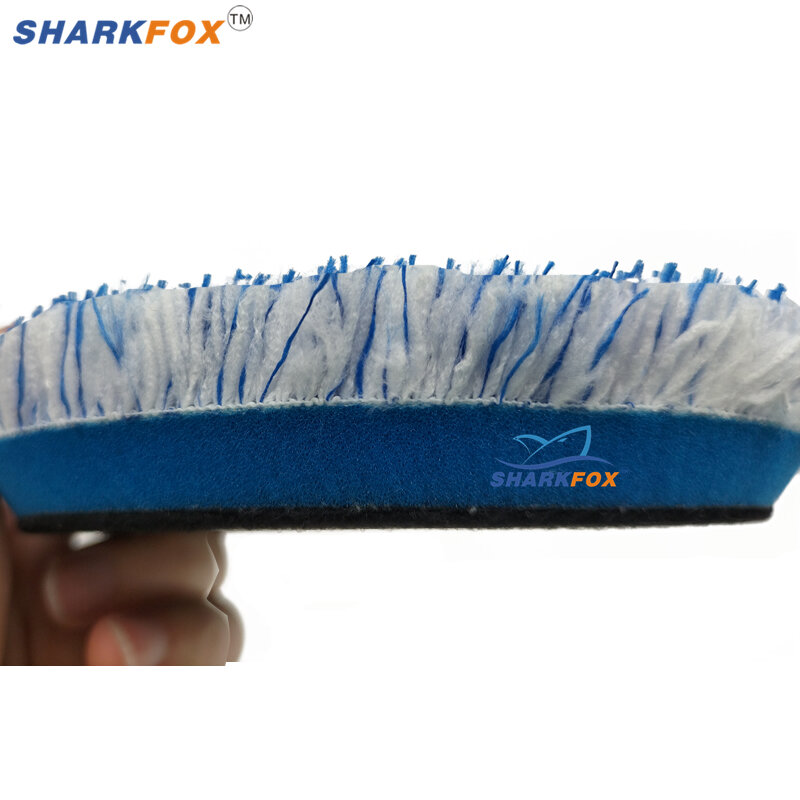 Sharkfox-almohadilla de microfibra para pulir carrocería de coche, almohadillas de microfibra para pulir ruedas, DA/RO, 5/6 pulgadas, 1 unidad