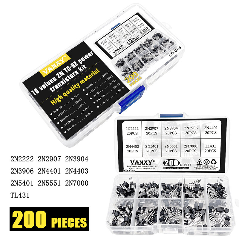 100PCS 2N3904 TO-92 2N2222 2N2907 2N3906 2N4401 2N4403 2N5088 2N5089 2N5551 2N5401 2N7000 2N5087 2N4402 NPN Transistor