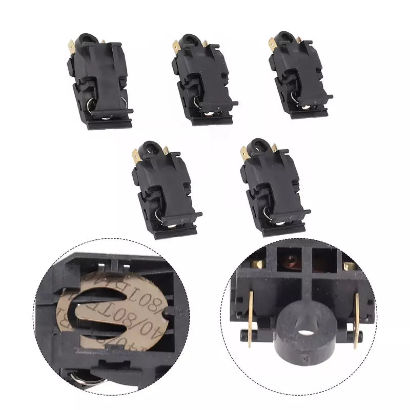 Thermostat Switch Control Switches Steam Temperature Steam Accessor Water Heater 250V 5PCS Black Plastic Power