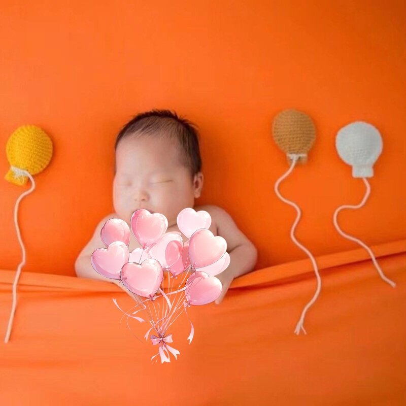 Adereços para fotos recém-nascidos, conjunto balões coloridos, decoração fundo para sessão fotos bebê qx2d